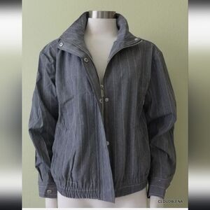 Calvin Klein Stand Collar Bomber Jacket Gray & White Zip Closure Pockets Sz XL